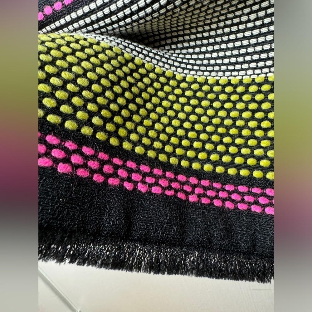 Trina Turk Pencil A Line Textured Cotton Wool Blend Black Pink Striped Skirt 2 - Picture 6 of 13